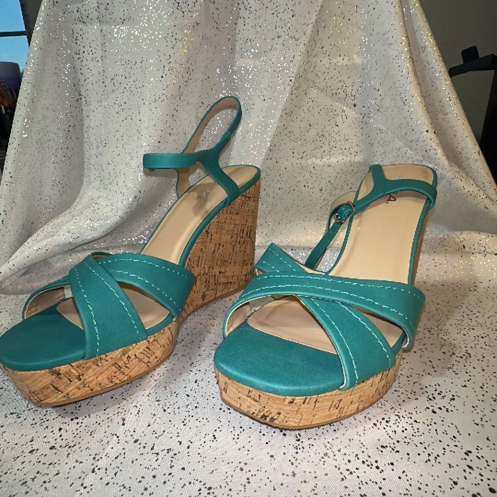 Strappy Wedges Turquoise- Size 11